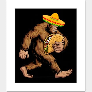 Bigfoot Carrying Taco Posters and Art